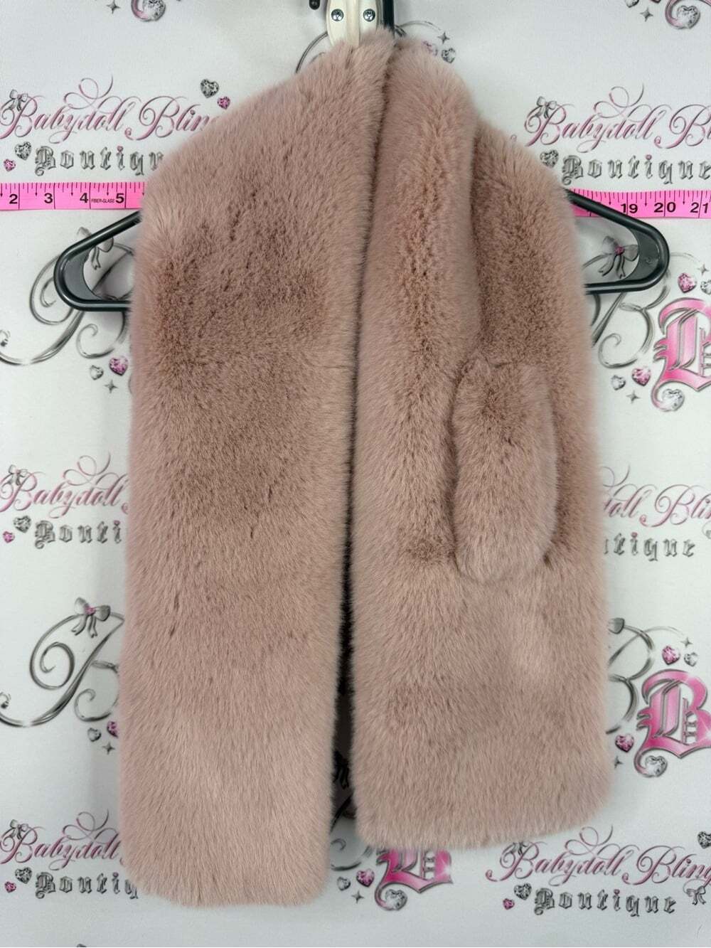 Love & lore scarf furry fuzzy shiny back Faux Fur Scarf Wrap in Dusty Rose